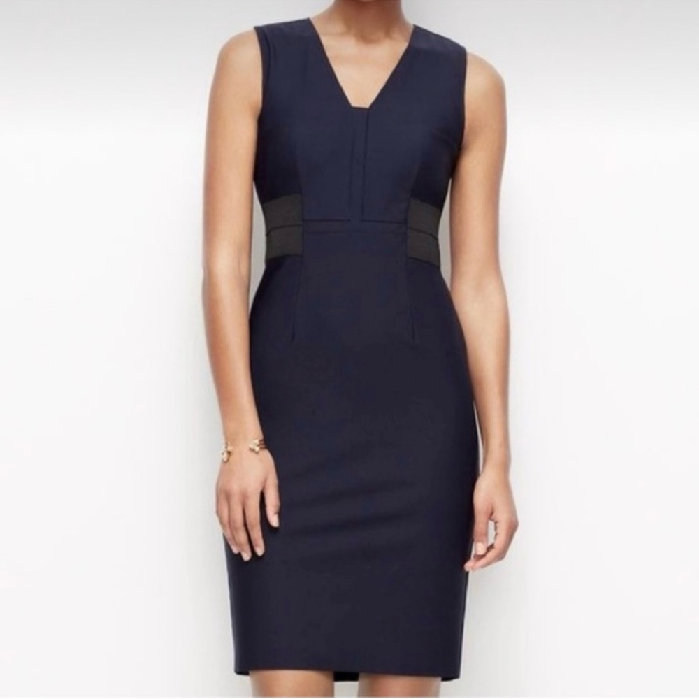 Ann Taylor Navy and Black Midi Dress